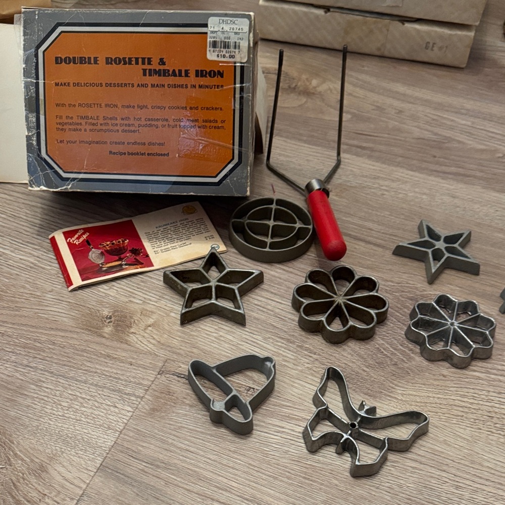 Double Rosette & Timbale Iron Set with Red Handle